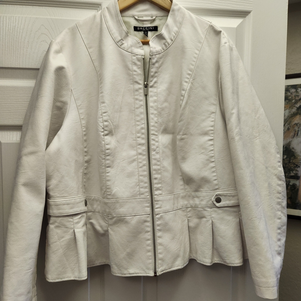 Bagatelle Women's Cream Leather Jacket
